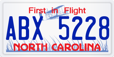 NC license plate ABX5228