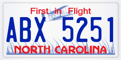 NC license plate ABX5251