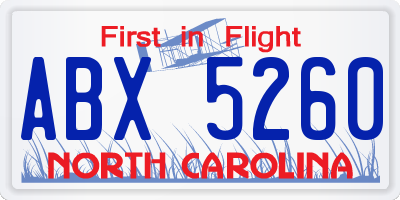 NC license plate ABX5260