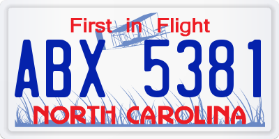 NC license plate ABX5381