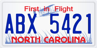 NC license plate ABX5421