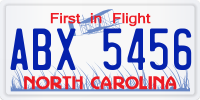NC license plate ABX5456