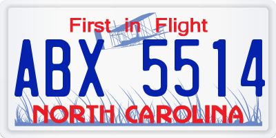 NC license plate ABX5514