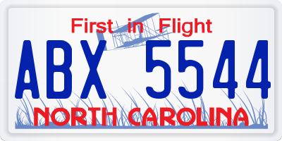 NC license plate ABX5544
