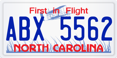NC license plate ABX5562