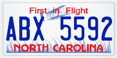 NC license plate ABX5592