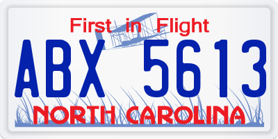 NC license plate ABX5613