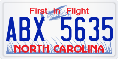 NC license plate ABX5635