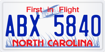 NC license plate ABX5840
