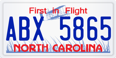 NC license plate ABX5865