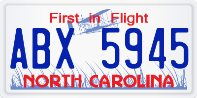 NC license plate ABX5945