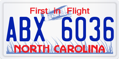 NC license plate ABX6036