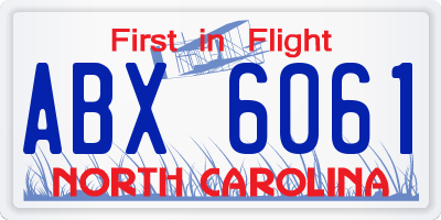NC license plate ABX6061
