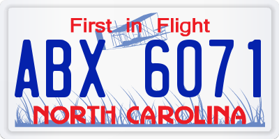 NC license plate ABX6071
