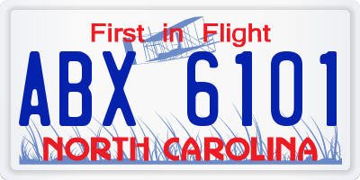 NC license plate ABX6101