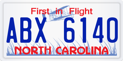 NC license plate ABX6140