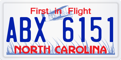 NC license plate ABX6151