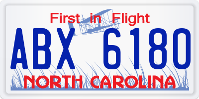 NC license plate ABX6180
