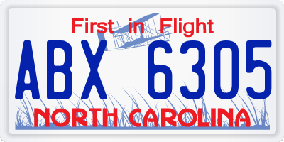 NC license plate ABX6305