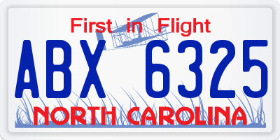 NC license plate ABX6325