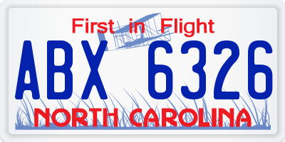 NC license plate ABX6326