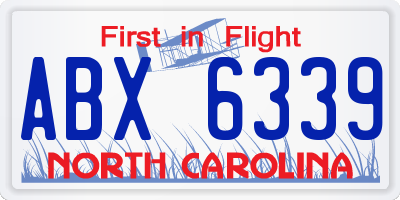 NC license plate ABX6339