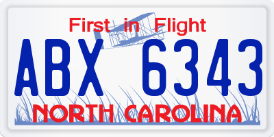 NC license plate ABX6343