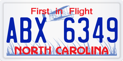 NC license plate ABX6349