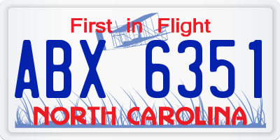 NC license plate ABX6351