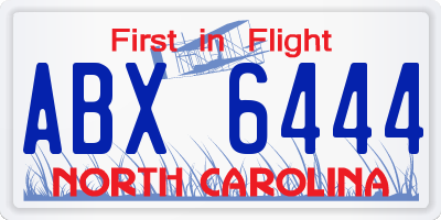 NC license plate ABX6444