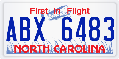 NC license plate ABX6483