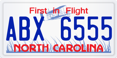 NC license plate ABX6555