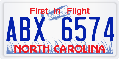 NC license plate ABX6574