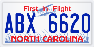 NC license plate ABX6620