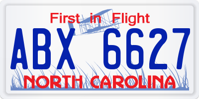 NC license plate ABX6627