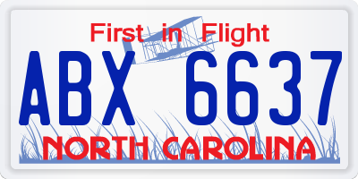 NC license plate ABX6637