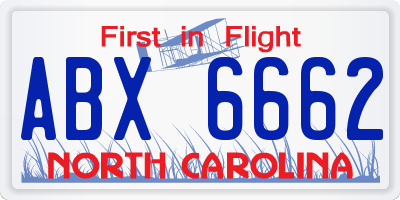 NC license plate ABX6662