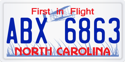 NC license plate ABX6863