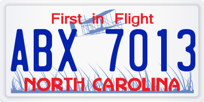 NC license plate ABX7013
