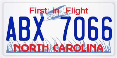 NC license plate ABX7066