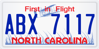 NC license plate ABX7117
