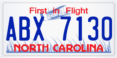 NC license plate ABX7130