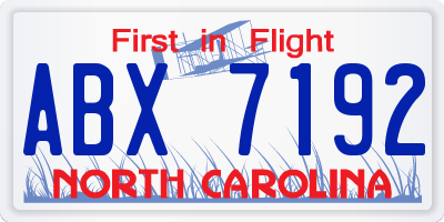 NC license plate ABX7192