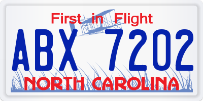 NC license plate ABX7202