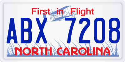 NC license plate ABX7208