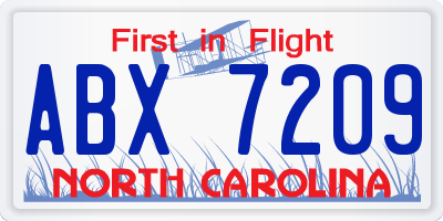 NC license plate ABX7209