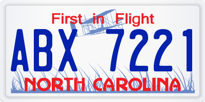 NC license plate ABX7221