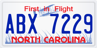 NC license plate ABX7229