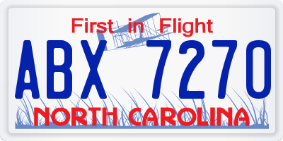 NC license plate ABX7270