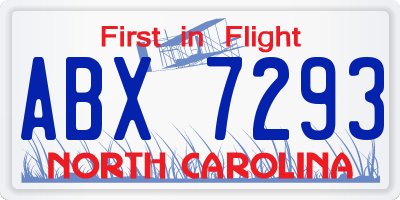 NC license plate ABX7293